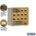 Salsbury Cell Phone Storage Locker - 4 Door High Unit (8 Inch Deep Compartments) - 12 A Doors and 2 B Doors - Gold - Recessed Mounted - Resettable Combination Locks  19048-14GRC